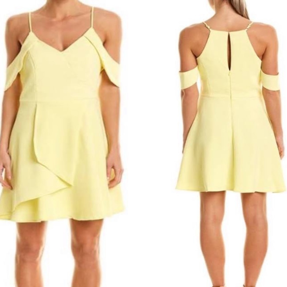 Anthropologie Pale Yellow Cold-Shoulder A-Line Dress